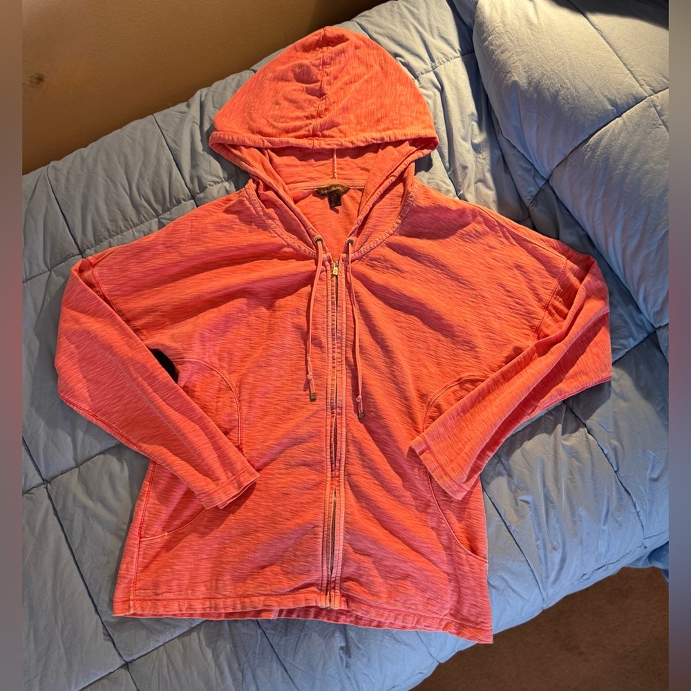 Tommy Bahama Full Zip-Up Hoodie Coral Pink Size L